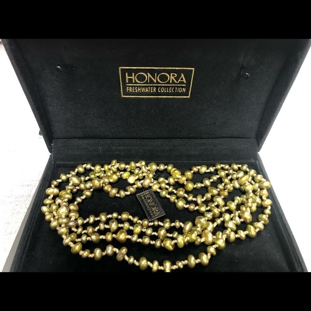 Honora Green Fresh Water Pearl Necklace  925 Ster